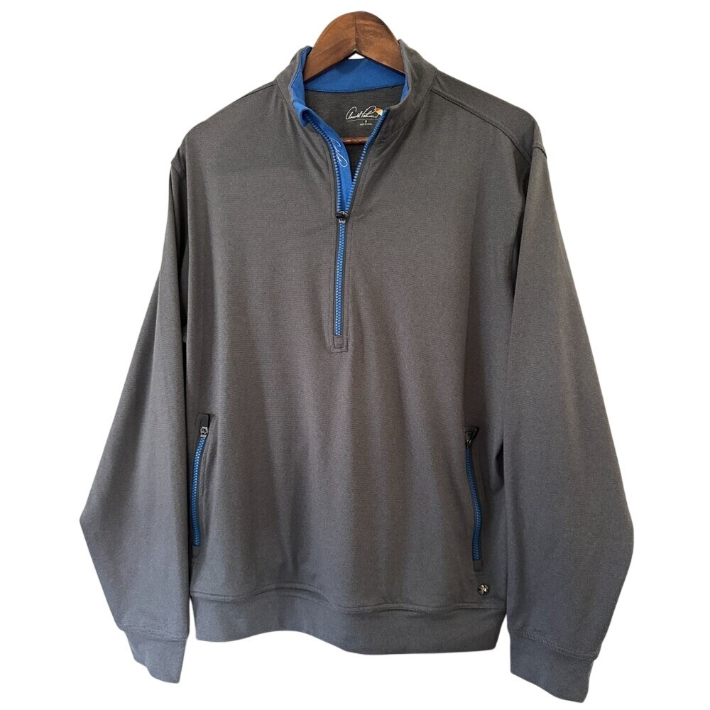 Arnold Palmer Men's M Sweater Long Sleeve Golf Gray Half Zip Stretch Sweatshirt